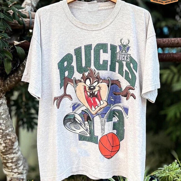 Vintage NBA Milwaukee Bucks Looney Tunes Taz Shirt, 90 Milwaukee Basketball shirt, Milwaukee 90s Logo Shirt, Milwaukee Shirt, Game Day