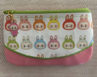 Handmade Embroidered Bubu Bag with Charm, Zipper Pouch