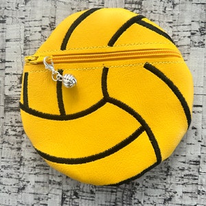 Water Polo Zippered Bag with Water Polo Ball Charm, Fully Lined, Handmade, Embroidered