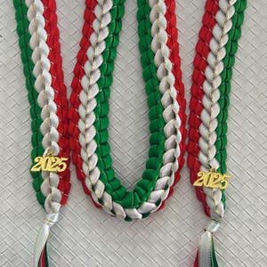Graduation Stole Double Braided Ribbon Leis Black / Gold Edged / Orange