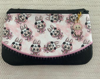 Handmade Bubu Bag/Purse with Charm, Fully Lined Zipper Bag, Embroidered