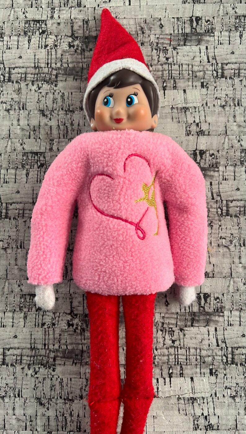 Elf Clothes Holiday Elf Sweater gymnastics Heart Embroidered Elf Outfit