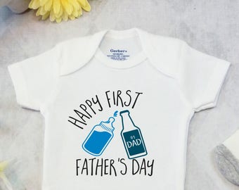 First Father's Day Onesies® Bodysuit, Pregnancy Announcement, Custom Father's Day Gift for Dad, Funny Beer Shirt, Happy First Father's Day