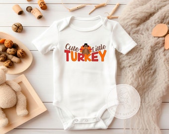 Turkey Bodysuit, Cute Little Turkey, Thanksgiving Baby Outfit, Little Turkey Shirt, Fall Baby Girl or Boy Outfit