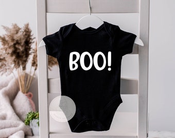 Boo Halloween Baby Bodysuit, Halloween Baby Shirt, Cute Halloween Outfit for Toddler, Black Bodysuit Romper