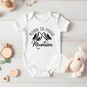 Newborn Coming Home Outfit, Take Home Outfit, Mountain Baby Gift, Gender Neutral Baby Clothes for Boy or Girl, Born to Move Mountains