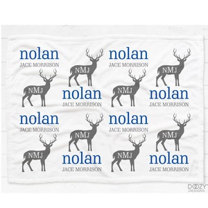 Personalized Deer Blanket, Blanket with Personalization Girl Boy, Blanket with Name, Custom Blanket with Name, Deer Hunting Woodland
