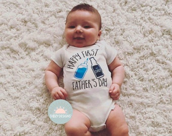 First Father's Day Onesies® Bodysuit Pregnancy Announcement Custom Gift for Dad Beer Shirt Happy First Father's Day Gift