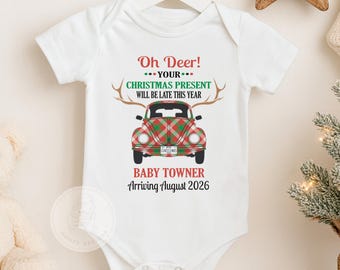 Christmas Pregnancy Announcement - Oh Deer Your Present Will Be Late - Cute Holiday Baby Reveal Gift for Family