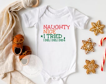 Naughty Nice Shirt for Kids, Funny Christmas Baby Bodysuit, Cute Christmas Baby Outfits, Baby Boy or Girl Christmas Shirts