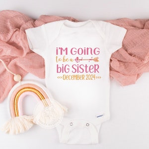 I&#39;m Going to be a Big Sister. Promoted to Big Sister, Big Sister Shirts for Kids, Custom Sibling Pregnancy Announcement with Due Date