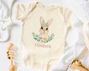 Spring Baby Girl Bodysuit, Personalized Easter Shirt for Girls, Baby Girl Easter Bodysuit, Cute Girls Easter Bunny Gift