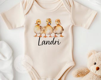 Personalized Duck Baby Bodysuit - Custom Name Cute Duck Toddler Tee