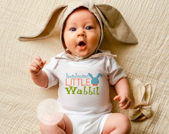Baby Boy Ostern Outfit, Ostern Shirt für Jungen, süße Ostern Bodysuit Shirt, Junge Ostern Kleidung, hübscher kleiner Wabbit,