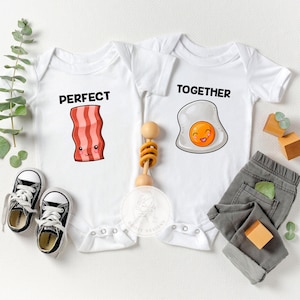 Bacon and Egg Twin Bodysuits, Funny Twin Shirts, Matching Twin Outfits, Food Baby Shower Gift, Unisex Twin Baby Clothes, Twin Gifts