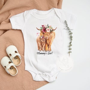 Mommy&#39;s Girl Bodysuit, Country Baby Girl Clothes, Floral Cow Girl, Mommy Baby Gift, Mommy and Me, Farm Animals Baby Shower