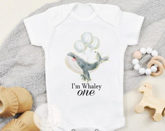 Whale First Birthday Bodysuit - "I'm Whaley One" Nautical Theme