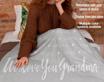 Personalized Blanket for Grandma or Mom, Mothers Day Gift for Grandma, Gift for Nana, Blanket with Grandkids Names, Custom Fleece Blanket