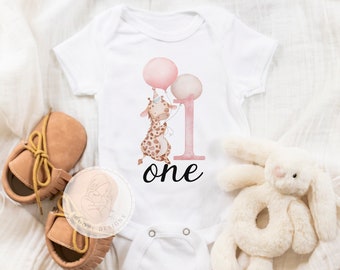 Giraffe Birthday Shirt, Giraffe First Birthday Bodysuit, Safari First Birthday Outfit for Girl, One Birthday Shirt Girl