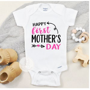 Happy First Mother&#39;s Day Onesie ®, Custom Mother&#39;s Day Gift from Baby, New Mom Gift, Happy Mother&#39;s Day
