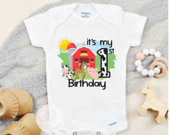 Its My First Birthday Farm Themed Birthday Shirt, Farm First Birthday Outfit, Farm Baby Onesie®, Farm Birthday Party