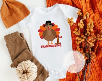 My First Thanksgiving Bodysuit or T-Shirt, 1st Thanksgiving Baby Outfit, Turkey Shirt Fall Baby Clothes, Little Turkey