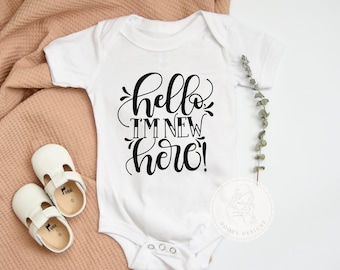 Hello I'm New Here Bodysuit, Newborn Coming Home Outfit , New Baby Gift, Unisex Baby Clothes, Baby Shower Gift