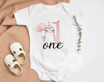 Penguin First Birthday Bodysuit or T-Shirt, First Birthday Penguin Outfit, Penguin Baby Clothes, One Birthday Outfit, The Big One Baby Girl