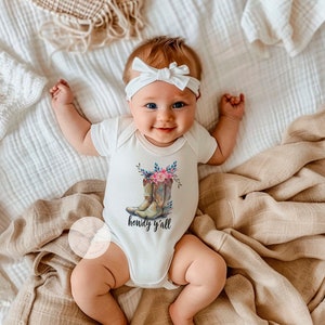 Country Baby Bodysuit, Howdy Shirt for Baby Toddler Girl, Cowgirl Boots Baby Girl, Southern Baby Shower Gifts, Howdy Y&#39;all