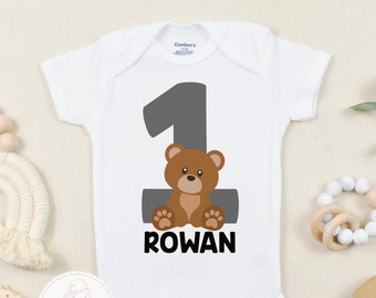 Bear First Birthday Onesie®, Personalized First Birthday Outfit for Boy or Girl, Wild One First Birthday, Baby Bear Onsie, 1st Birthday Gift