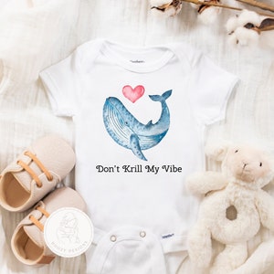 Whale Onesie ® or T-Shirt, Baby Girl Gift, Beach Baby Bodysuit, Whale Baby Clothes, Funny Baby Gifts, Don&#39;t Krill My Vibe