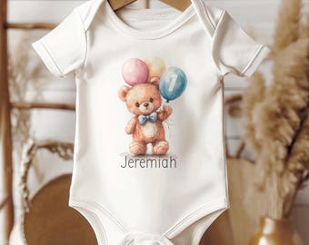 Personalized Bear Birthday Bodysuit – Colorful Party Outfit