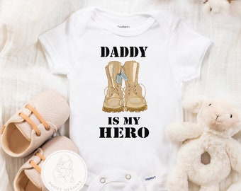 Daddy is My Hero Onesie ®, My Hero Wears Combat Boots, Military Baby Onesie, Unisex Baby Gifts, Father's Day Gift from Baby