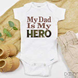 My Dad is My Hero Onesie®, Baby Announcements for Dad, Military Pregnacy Announcement, Father's Day Gift from Baby image 1