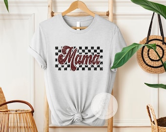 Retro Mama Shirt, Checkered Mama Shirt, Shirts for Moms, Mama Shirt, Mothers Day Gifts for Mom, Mom Life, Retro Tees, Motherhood Shirts