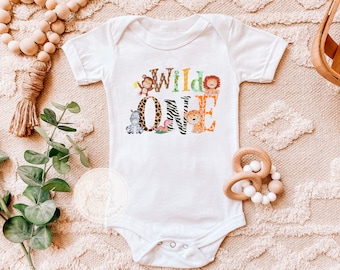 Wild One Geburtstags-Body oder Shirt, Wild One Geburtstag, Zoo-Tiere-Geburtstags-Shirt, erster Geburtstag Outfit Junge Mädchen, Zoo-Geburtstagsfeier