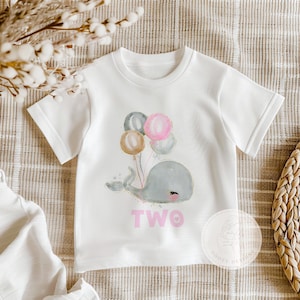 Two Year Old Birthday Outfit Girl, Whale Birthday Shirt, Toddler Girl Birthday Shirt, Ocean Theme Birthday Party, Second Birthday Shirt