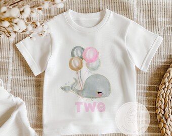 Two Year Old Birthday Outfit Girl, Whale Birthday Shirt, Toddler Girl Birthday Shirt, Ocean Theme Birthday Party, Second Birthday Shirt