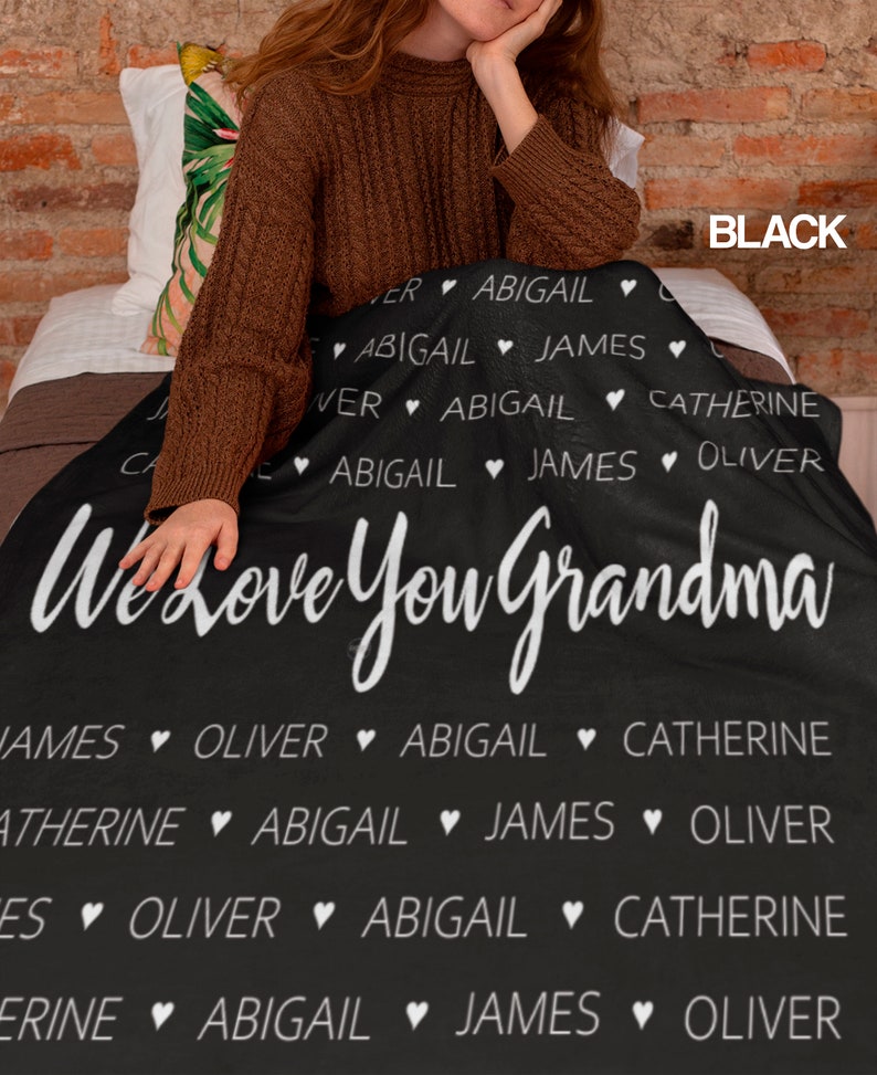 Personalized Grandma Blanket Blanket with Grandkids Names Etsy