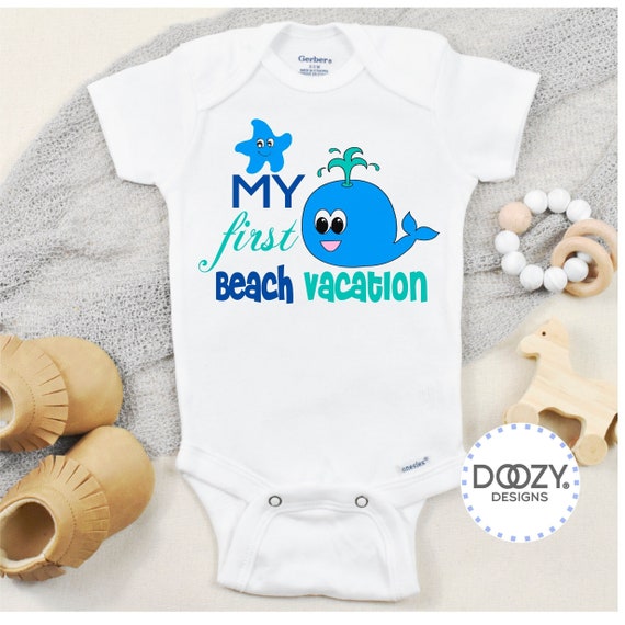 Beach Baby Onesie ® - Summer Baby Outfit - Whale Baby Clothes - Ocean Baby Shower Gift - Baby Bodysuit - My First Beach Vacation