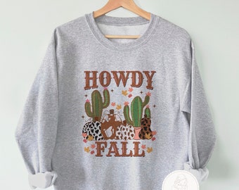 Retro Fall Sweatshirt Women, Howdy Fall, Western Fall Cozy Sweatshirt, Funny Fall Shirt