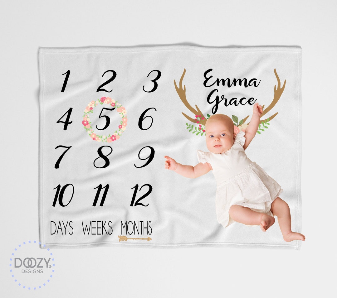 Month to Month Baby Blanket Baby Growth Blanket Milestone Etsy