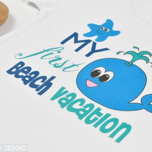Beach Baby Onesie ® - Summer Baby Outfit - Whale Baby Clothes - Ocean Baby Shower Gift - Baby Bodysuit - My First Beach Vacation image 5