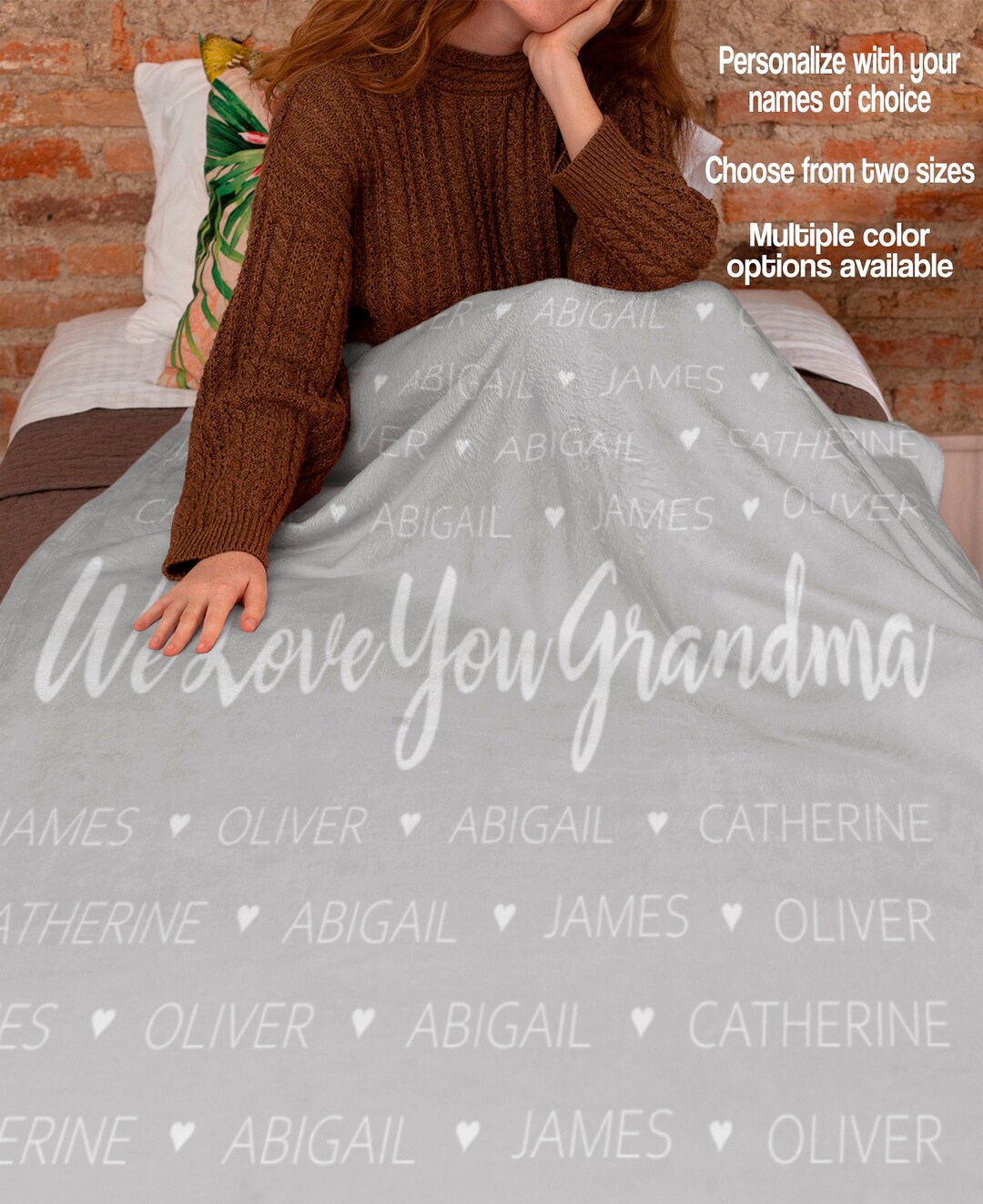 Personalized Blanket for Grandma or Mom, Mothers Day Gift for Grandma ...