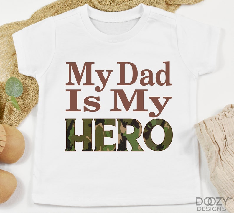 My Dad is My Hero Onesie®, Baby Announcements for Dad, Military Pregnacy Announcement, Father's Day Gift from Baby image 2