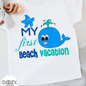 Beach Baby Onesie ® - Summer Baby Outfit - Whale Baby Clothes - Ocean Baby Shower Gift - Baby Bodysuit - My First Beach Vacation image 3