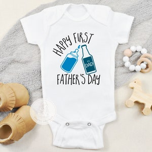 First Father's Day Bodsyuit, Pregnancy Announcement, Custom Gift for Dad, Baby Daddy Beer Shirt, Happy First Father's Day Gift image 2