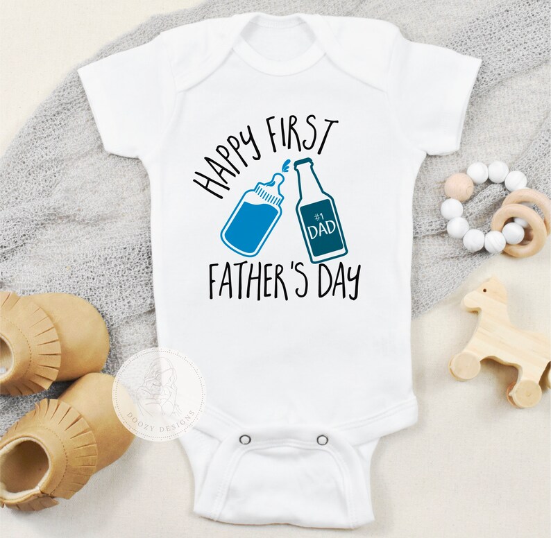 First Father's Day Bodsyuit, Pregnancy Announcement, Custom Gift for Dad, Baby Daddy Beer Shirt, Happy First Father's Day Gift image 2