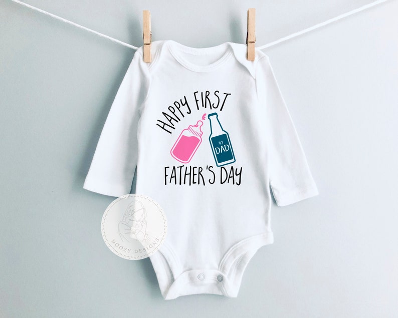 Erster Vatertag Bodsyuit, Schwangerschaftsankündigung, individuelles Geschenk für Papa, Baby Daddy Bier Shirt, glückliches erstes Vatertagsgeschenk Pink (As Shown)