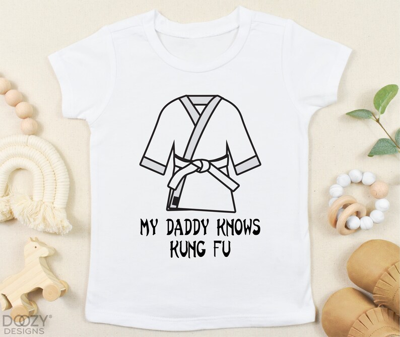 Martial Arts Baby Clothes My Daddy Knows Kung Fu Baby Onesie \u00ae Personalize with Your Name of Choice Custom Baby Shower Gift for Dad